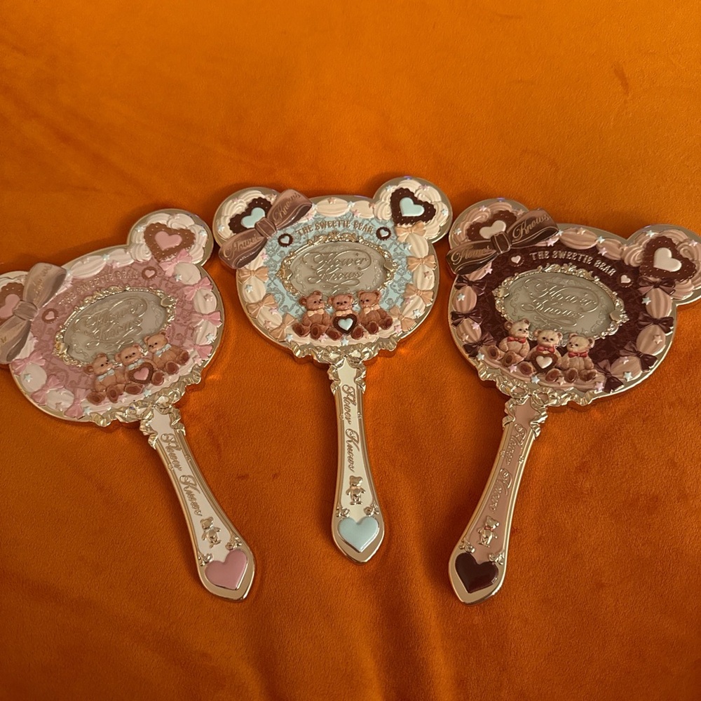 Charming Bear Hand Mirror Trio - Pink, Brown, Cream